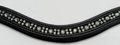 Bridleberry #140 Black Padded Browband Dark Grey Crystals