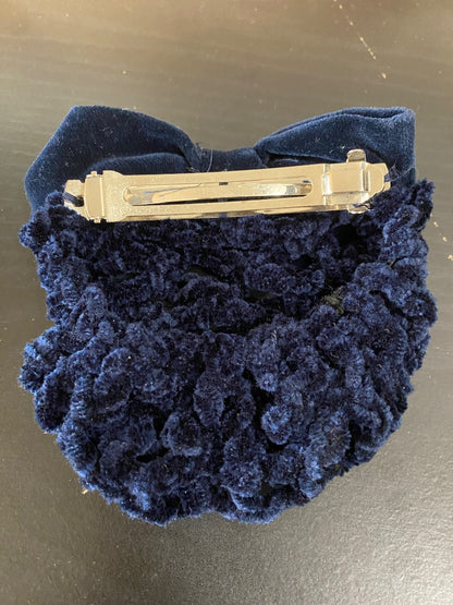 USED  Bun Hairnet One-Size Navy (Velvet) with Bow