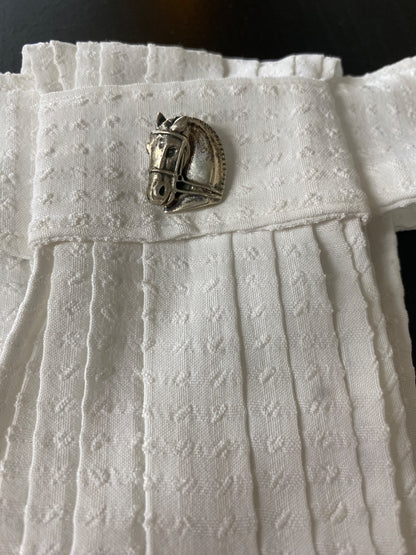 USED White Ruffled Stock Tie with Stock Pin