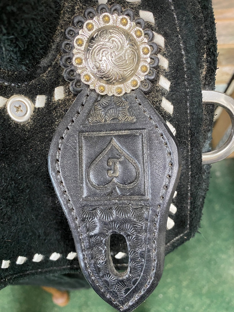 USED Josh Andrews Barrel Saddle 15.5" Seat | 7" Gullet Black Suede