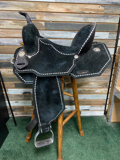 USED Josh Andrews Barrel Saddle 15.5" Seat | 7" Gullet Black Suede
