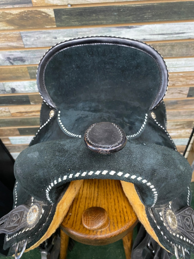 USED Josh Andrews Barrel Saddle 15.5" Seat | 7" Gullet Black Suede
