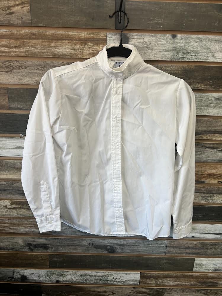 USED Devon-Aire Long Sleeve White Show Shirt Youth 12 White