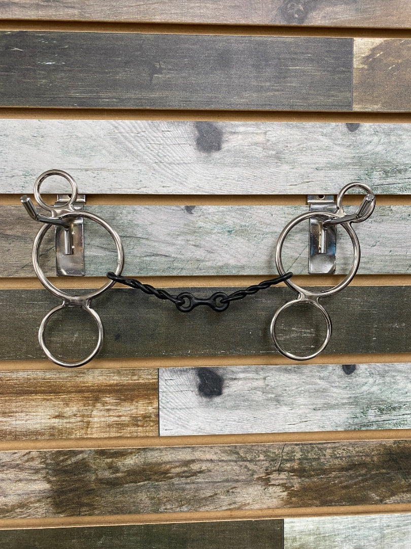 USED 5" Sweet Iron 2-Ring Dutch Gag Twisted Wire French Link Bit