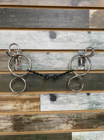 USED 5" Sweet Iron 2-Ring Dutch Gag Twisted Wire French Link Bit