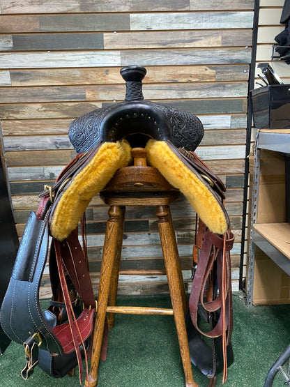 USED JRS Leather Western Ranch Saddle 17” Black