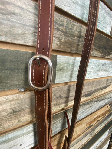 USED Golden Horseshoe Equestrian Split Ear Headstall Horse Medium Oil
