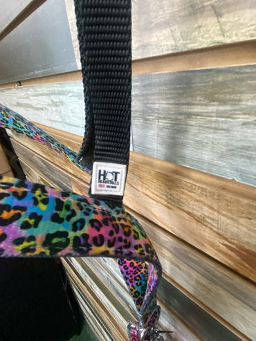 USED Hot Headstalls Western Tie Down | Horse | Rainbow Leopard | Hot Pink | Black