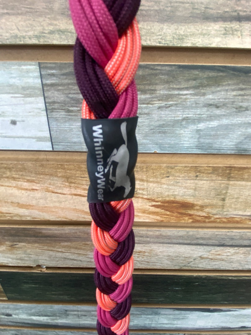 USED WhinneyWear Braided Wither Strap 31" Buckle to Buckle Magenta | Wine | Coral