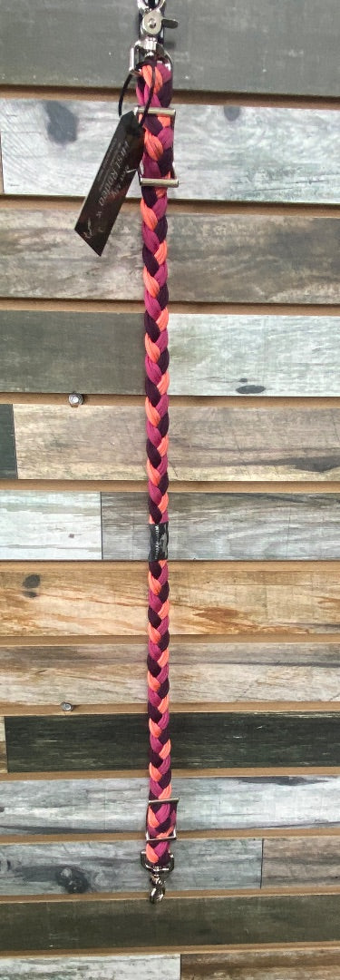USED WhinneyWear Braided Wither Strap 31" Buckle to Buckle Magenta | Wine | Coral