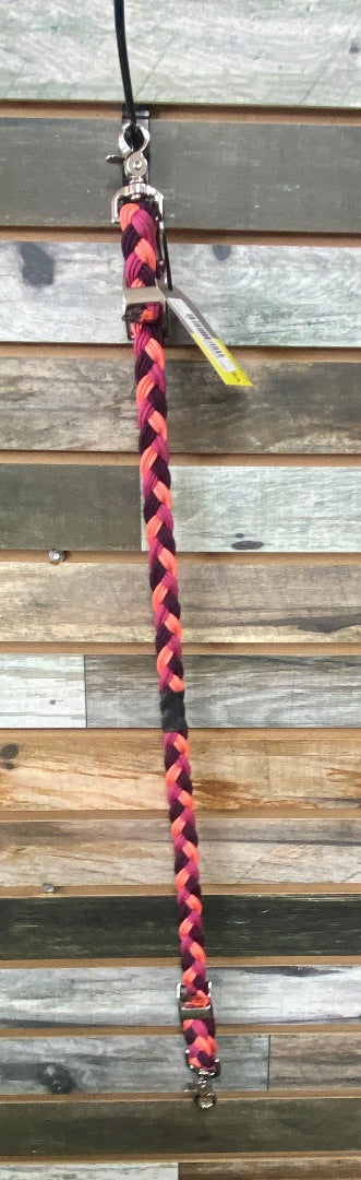 USED WhinneyWear Braided Wither Strap 31" Buckle to Buckle Magenta | Wine | Coral