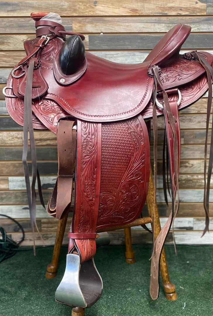 USED JC Martin Wade Saddle 16" Red