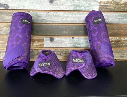 USED Tacktical Purple Lexie Sport Boot & Bell Boot Set | Medium Hind (4) & Medium Bells (2)