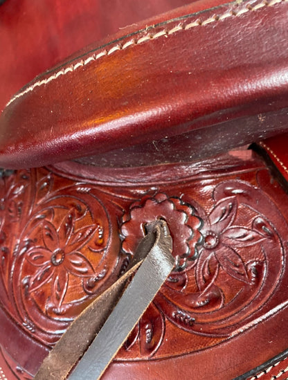 USED JC Martin Wade Saddle 16" Red