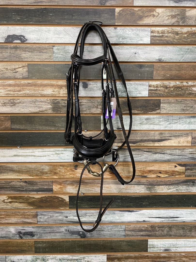 USED Keiffer Dressage Bridle with Reins and Herm Sprenger Bit Warmblood Black