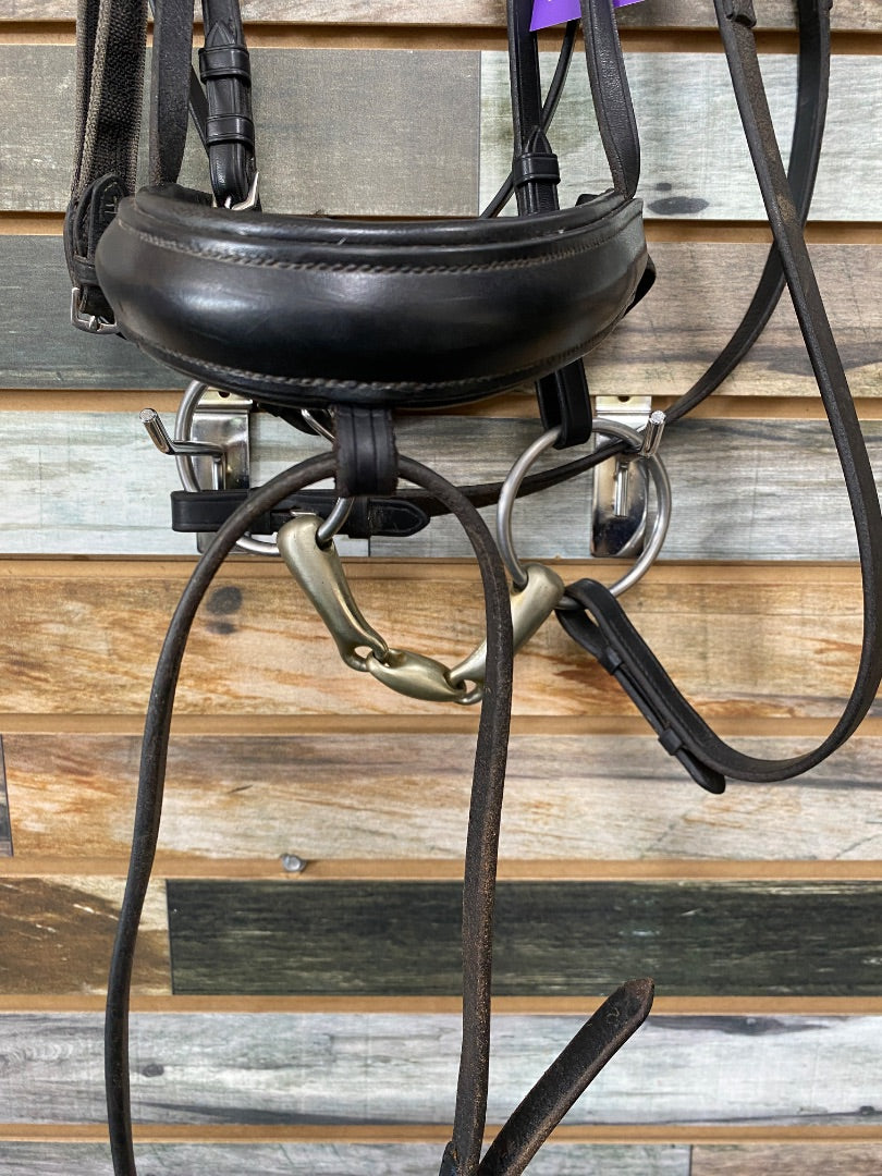 USED Keiffer Dressage Bridle with Reins and Herm Sprenger Bit Warmblood Black