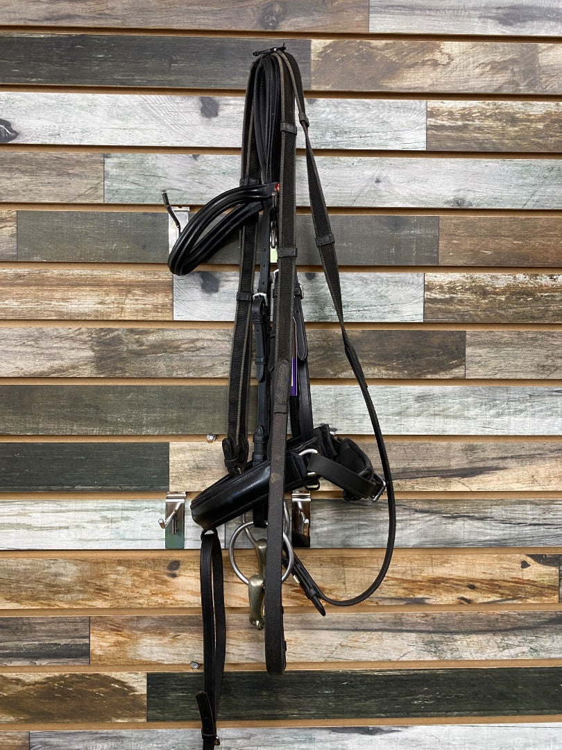 USED Keiffer Dressage Bridle with Reins and Herm Sprenger Bit Warmblood Black