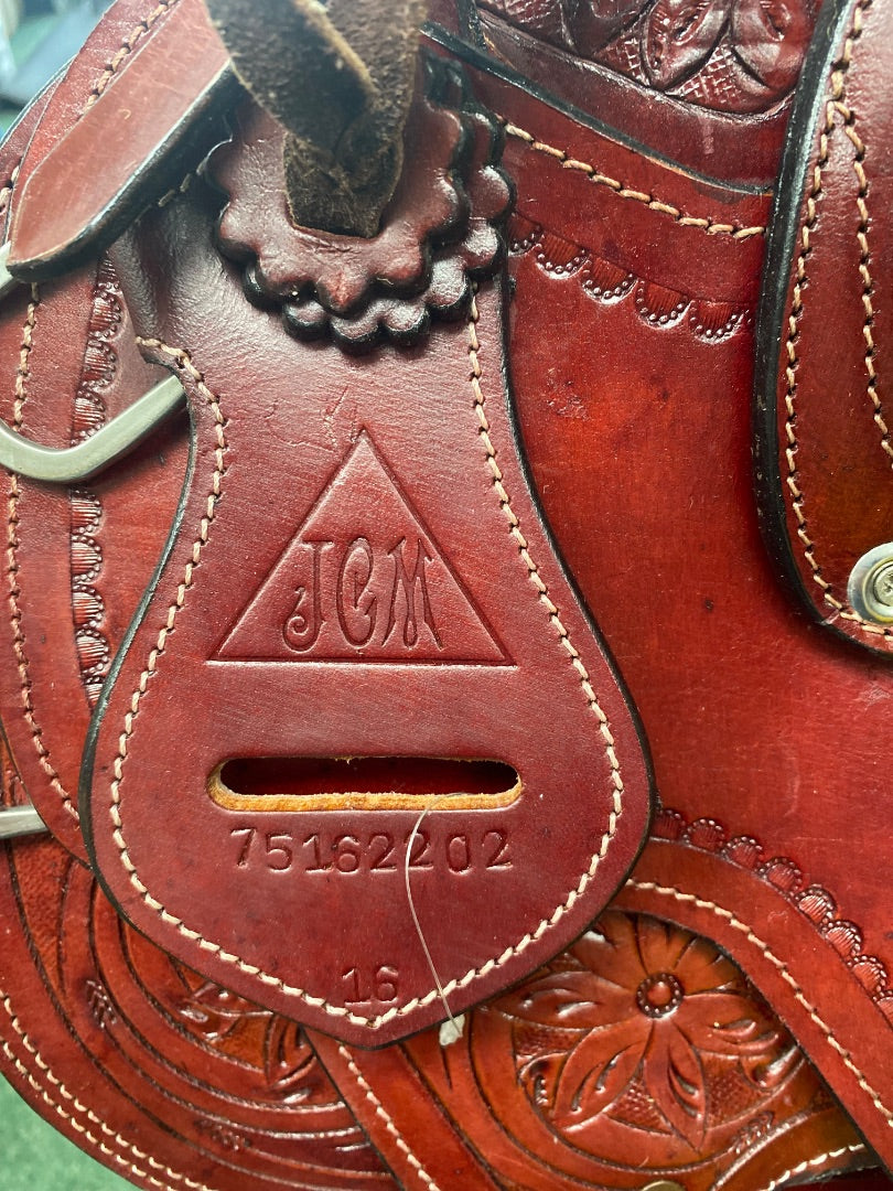 USED JC Martin Wade Saddle 16" Red