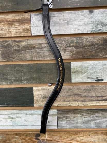 USED Black Browband with Gold Hearts