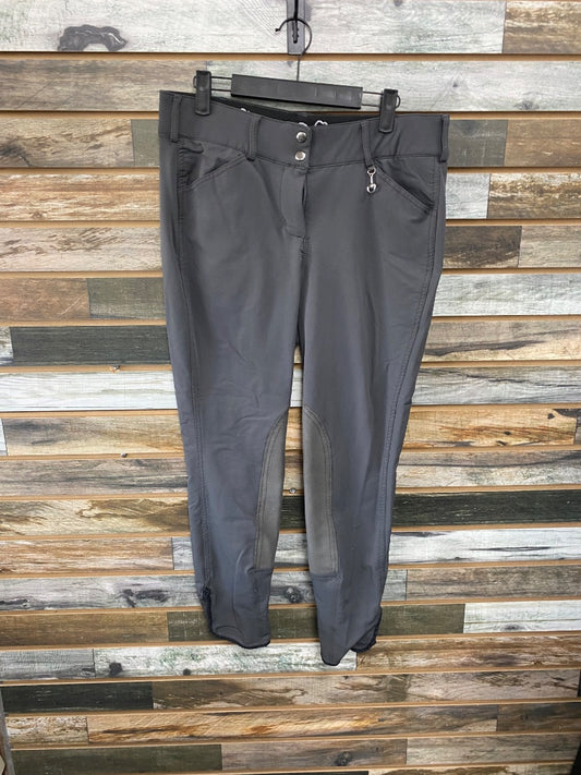USED Goode Rider Ladies English Breeches w/ Knee Patches 34R Grey