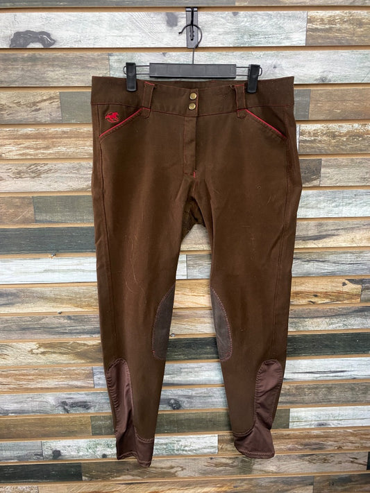 USED Piper by SmartPak Ladies English Breeches w/ Knee Patches 34L Brown