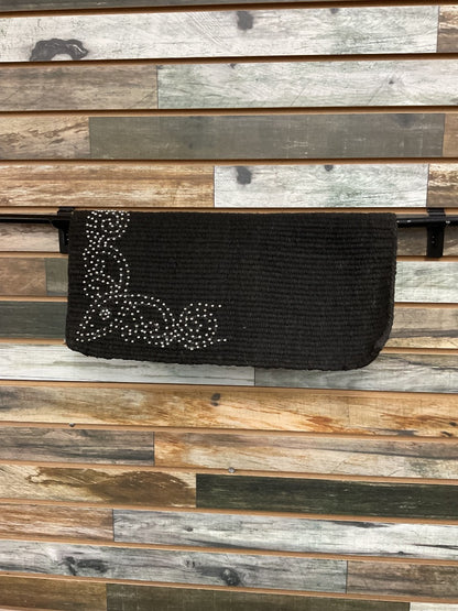 USED Tough1 Mini Western Saddle Blanket Wool 19” x 19” Black