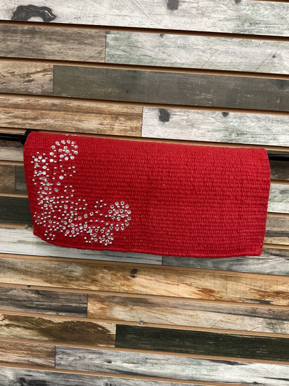 USED Tough1 Mini Western Saddle Blanket Wool 19” x 19” Red