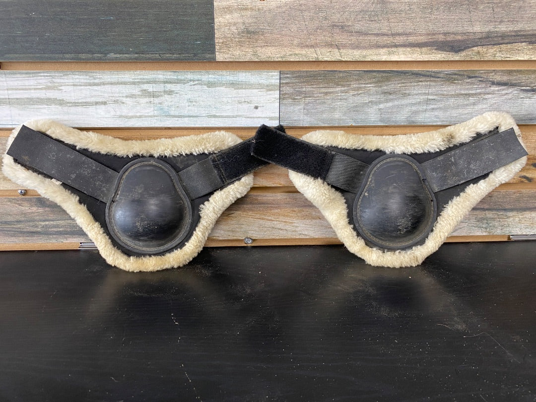 USED Horze Fetlock Boots fleece lined Cob Black