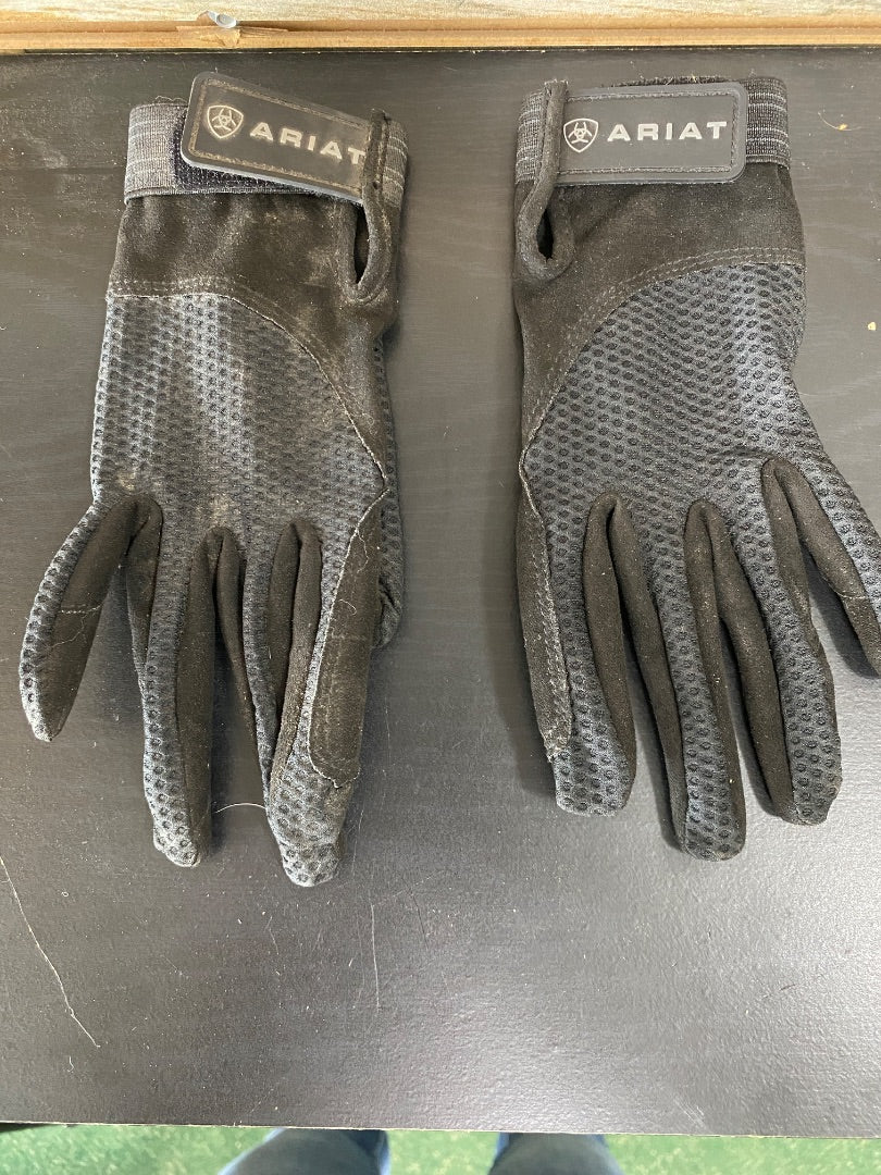 USED Ariat Ladies English Riding gloves 7 Black