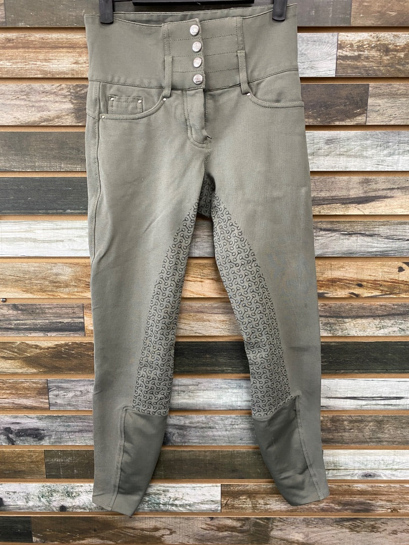 USED Horze Ladies Full Seat Breeches, Sage Green 22 Sage Green