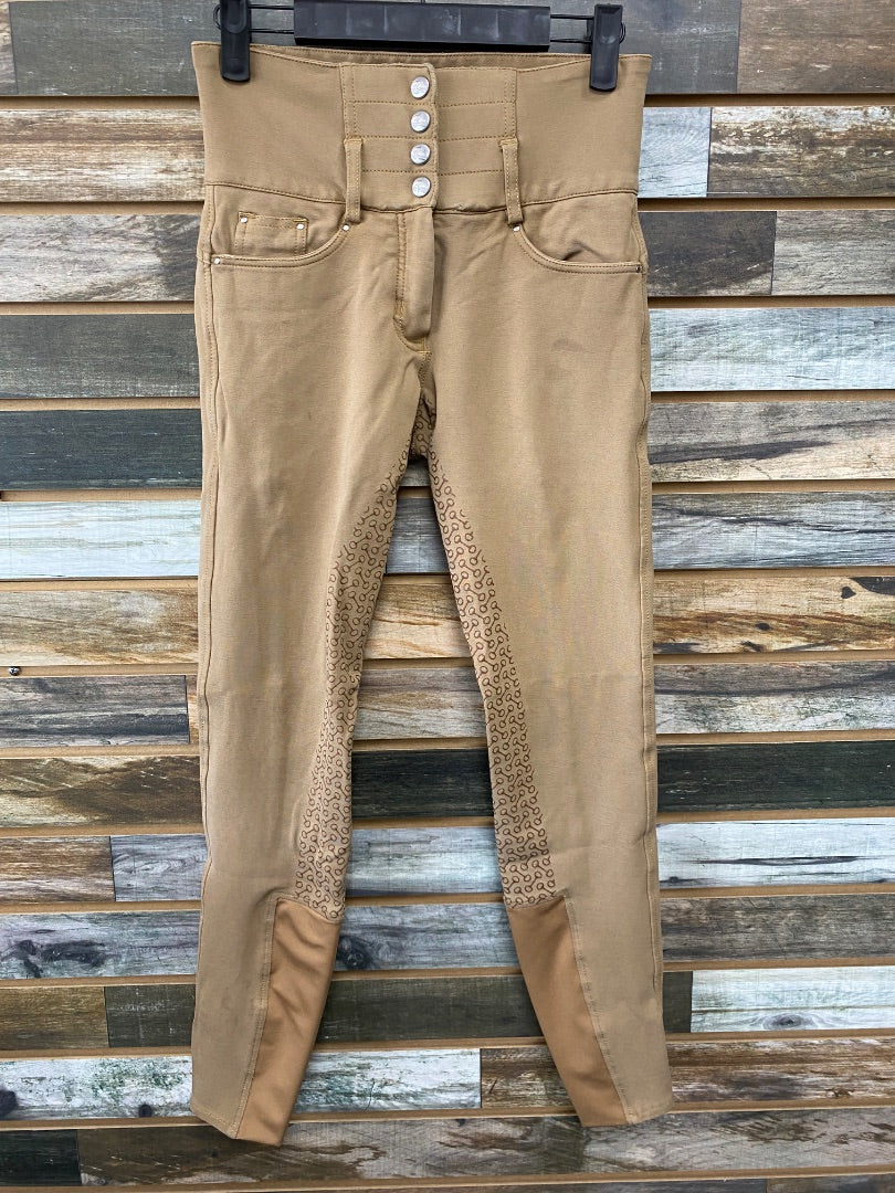 USED Horze Ladies Full Seat Breeches 22 Khaki
