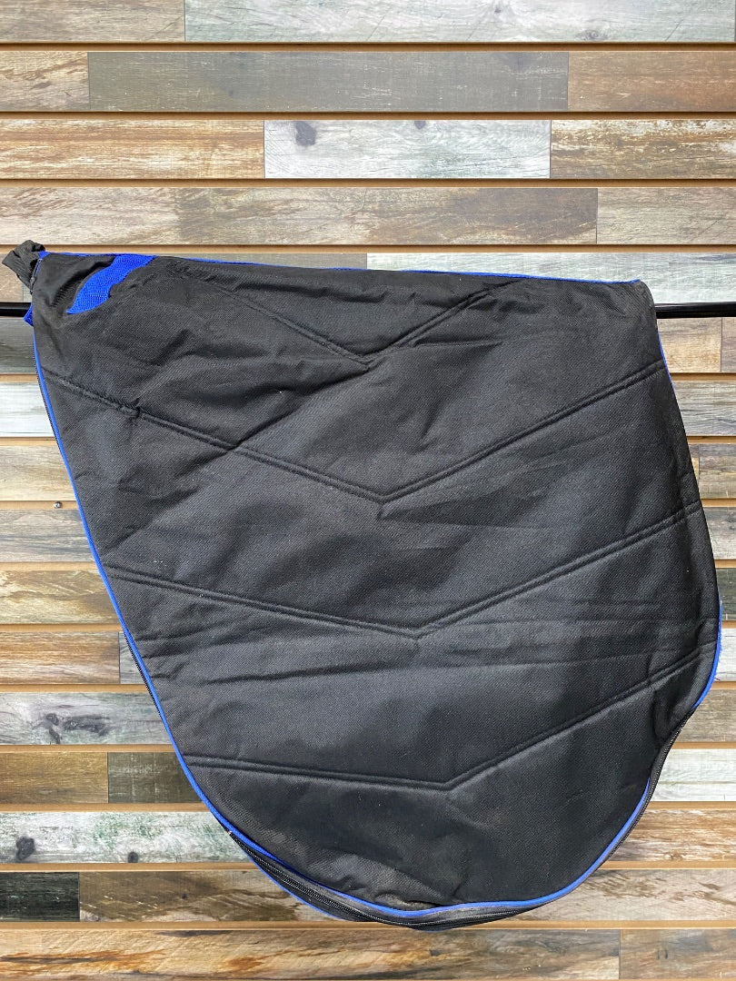 USED Dublin English Saddle Bag with Strap  Black w/Blue Trim