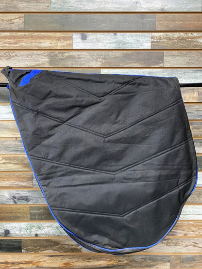 USED Dublin English Saddle Bag with Strap  Black w/Blue Trim
