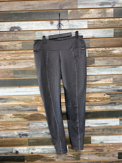 USED Kerrits Knee Patch Breeches Large Gray/Black/Houndstooth