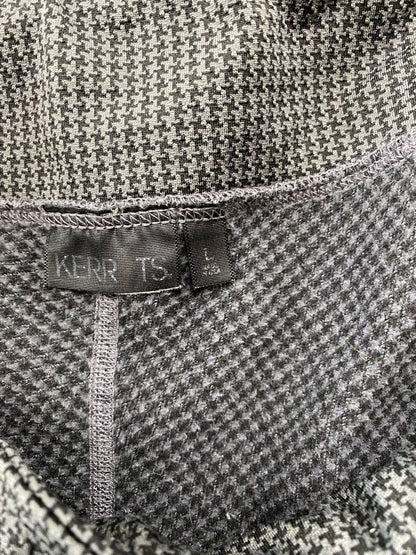 USED Kerrits Knee Patch Breeches Large Gray/Black/Houndstooth