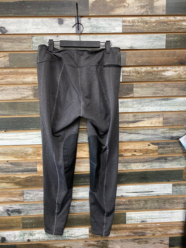 USED Kerrits Knee Patch Breeches Large Gray/Black/Houndstooth