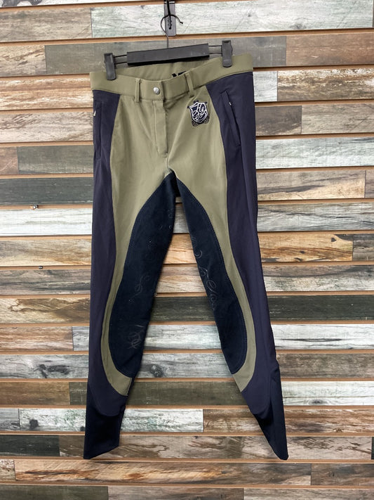 USED Horze Full Seat Breeches 28 Olive/Navy
