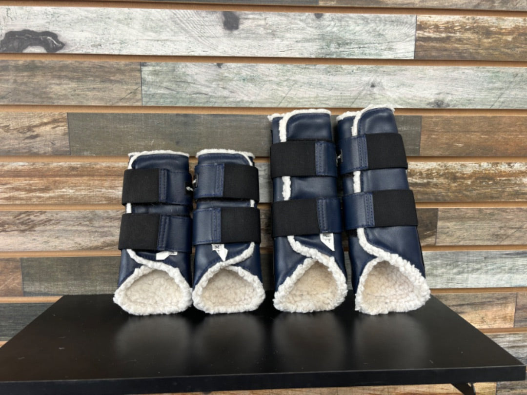 USED Smartpak Full Set of Brushing Boots Medium & Large Navy