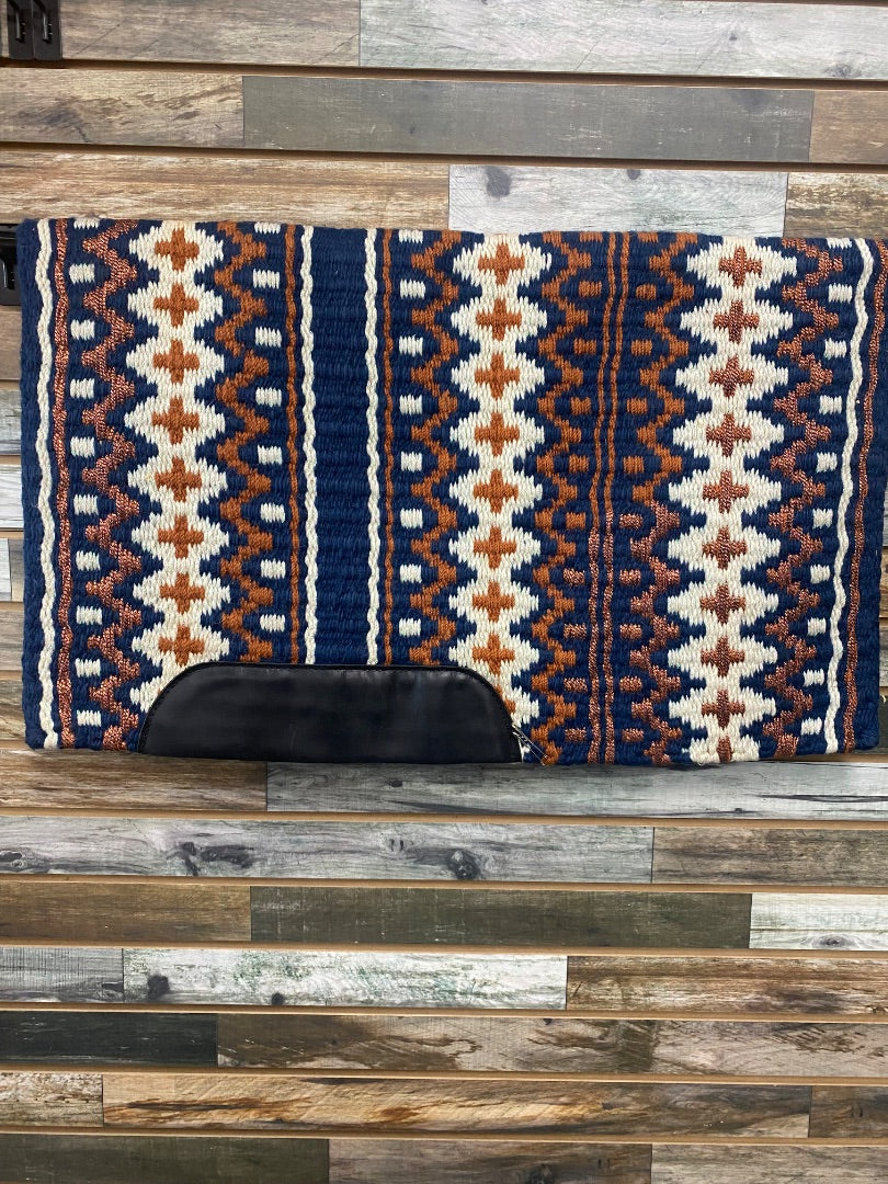 USED  Custom Western Show Pad 33.5" spine, 21" drop Navy, Copper, White