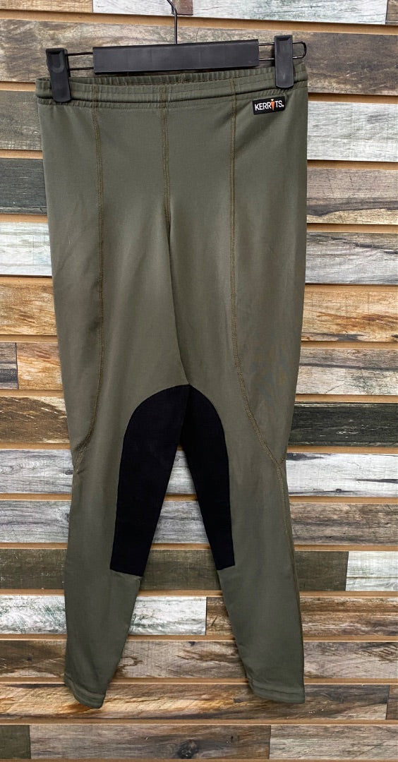 USED  Kerrits English Knee Patch Breeches XS Olive Green