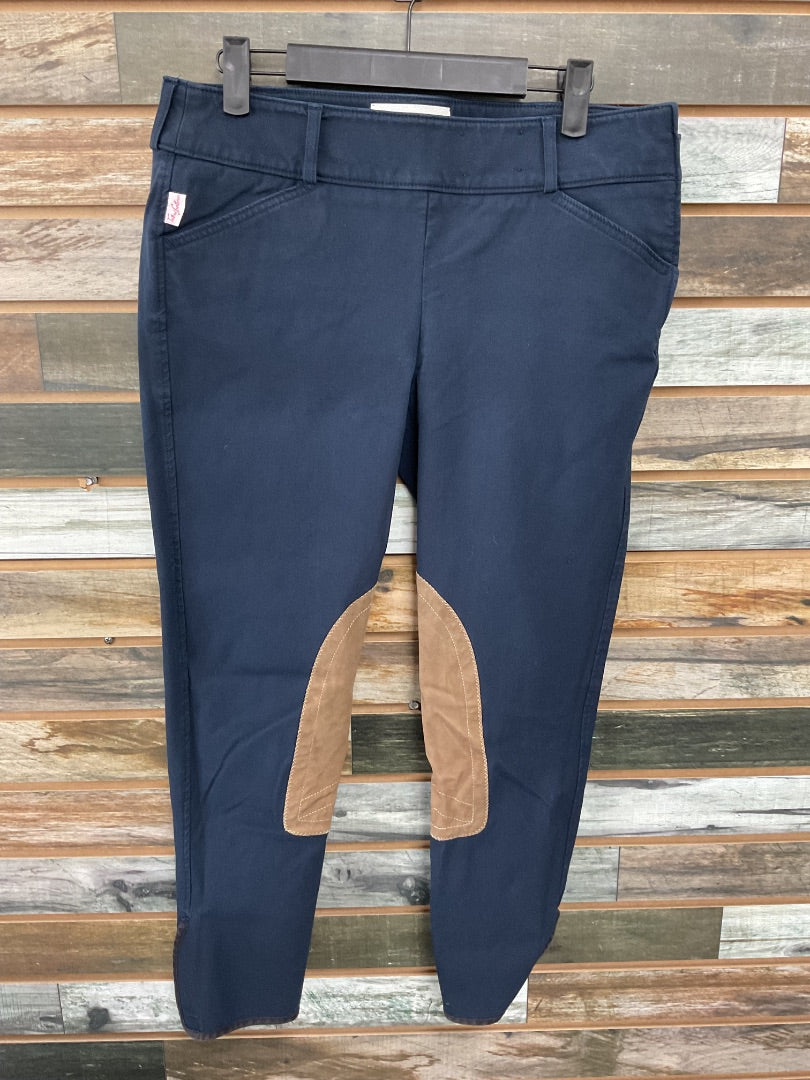 USED Tailored Sportsman Side Zip Knee Patch Breeches 30 Navy Blue