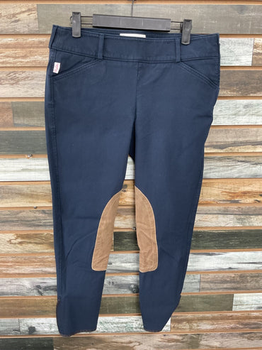 USED Tailored Sportsman Side Zip Knee Patch Breeches 30 Navy Blue