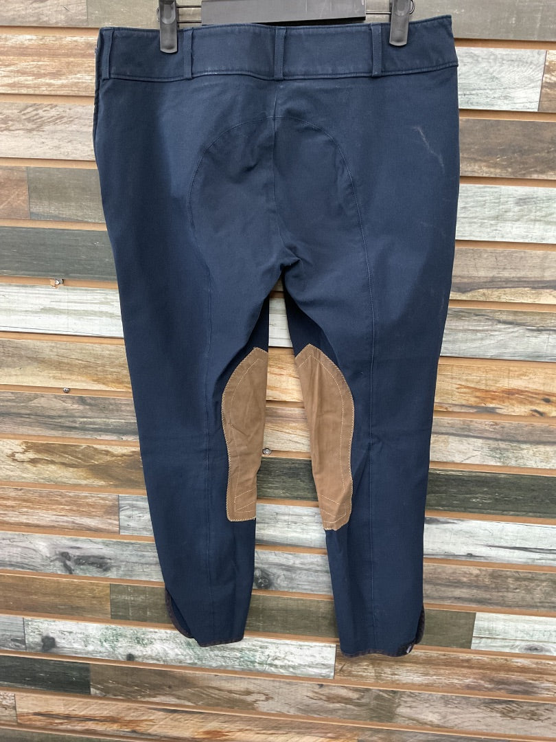 USED Tailored Sportsman Side Zip Knee Patch Breeches 30 Navy Blue