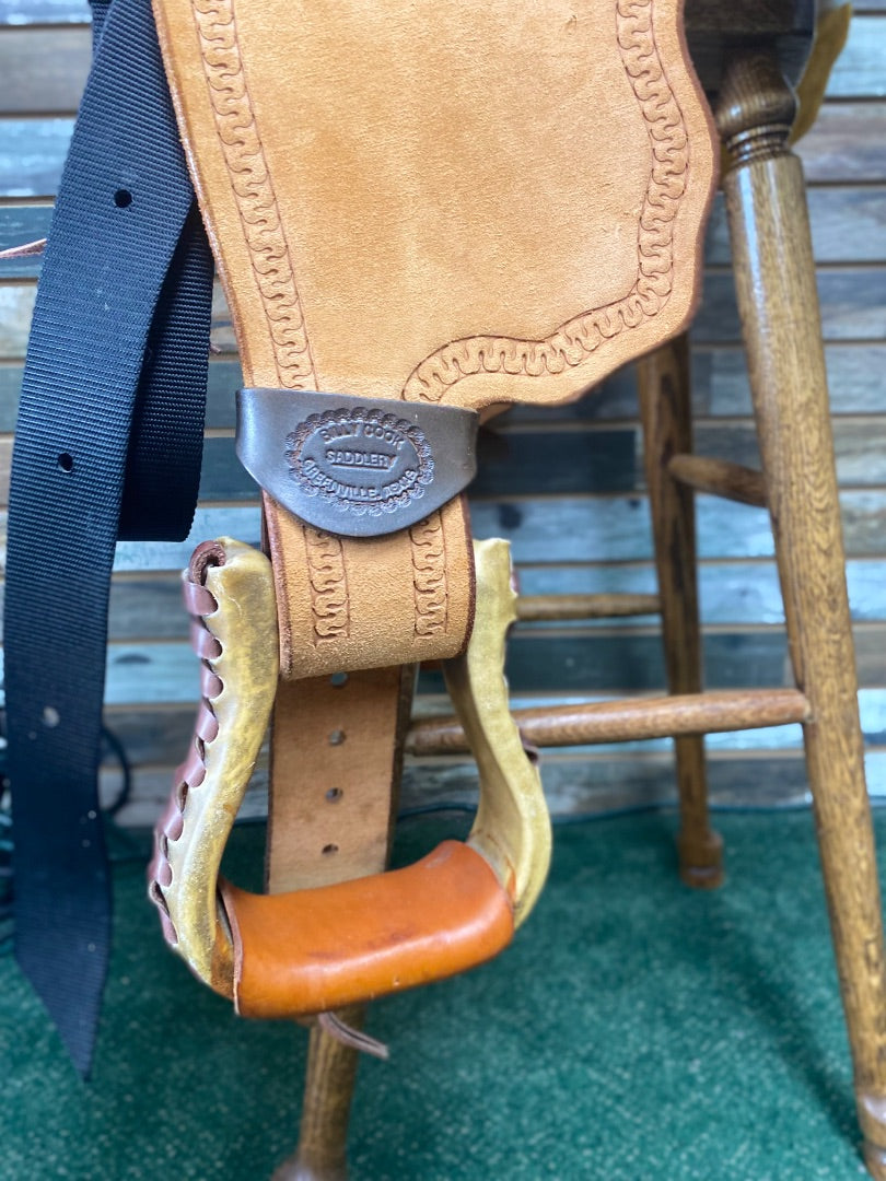 USED Billy Cook Barrel Saddle 14" Dark Oil and Light Rough Out