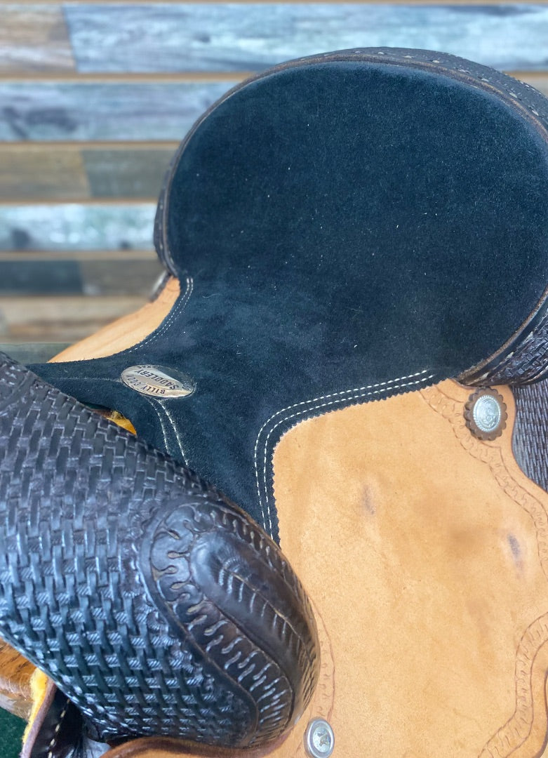 USED Billy Cook Barrel Saddle 14" Dark Oil and Light Rough Out