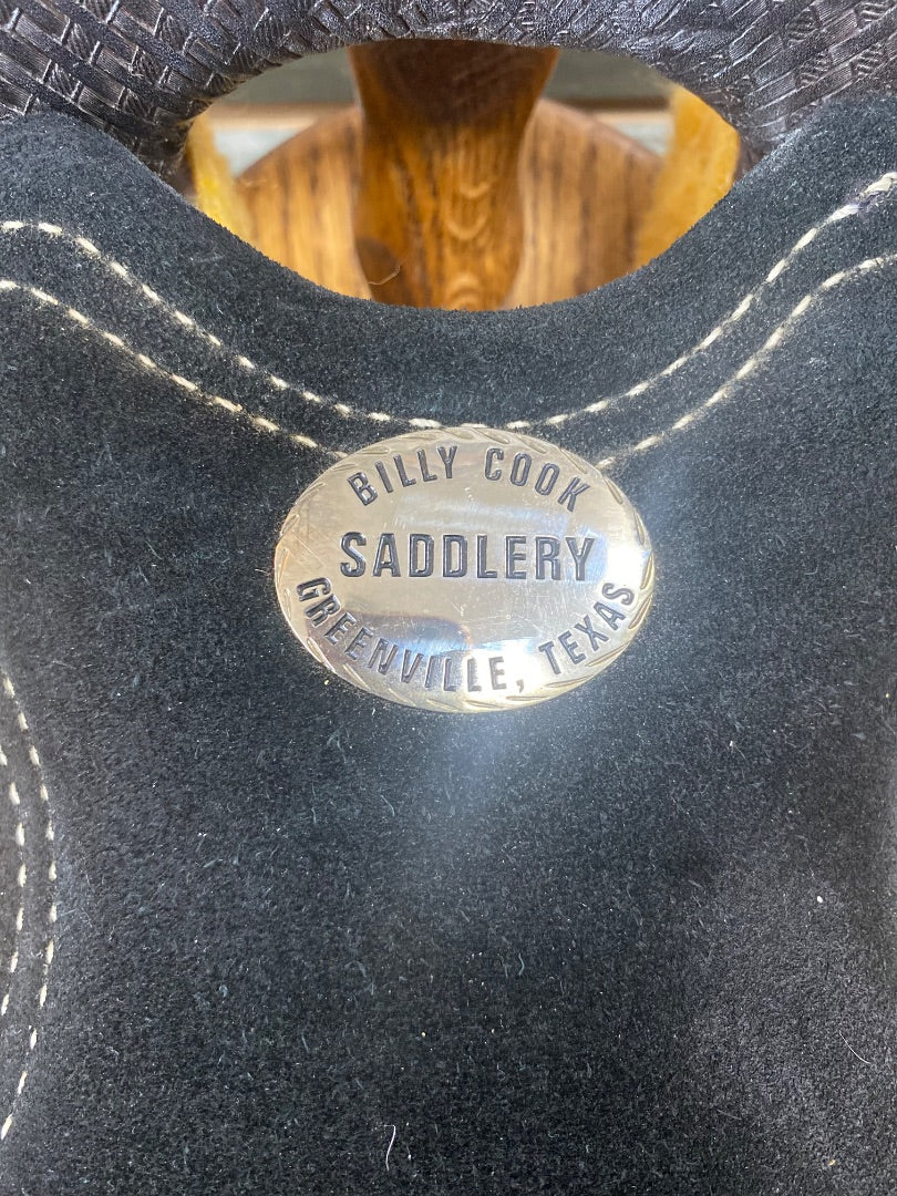 USED Billy Cook Barrel Saddle 14" Dark Oil and Light Rough Out
