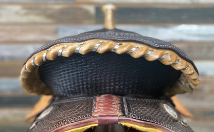 USED Billy Cook Barrel Saddle 14" Dark Oil and Light Rough Out