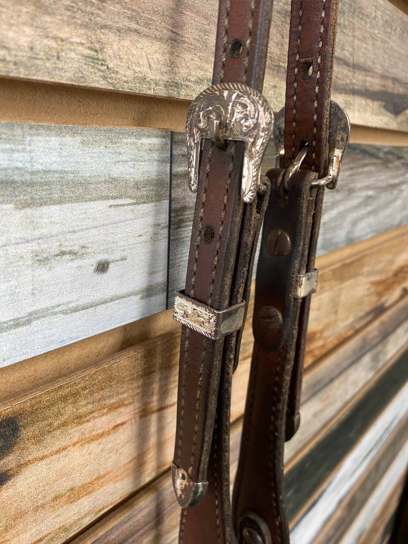 USED  Headstall with Silver Details  Dark Oil