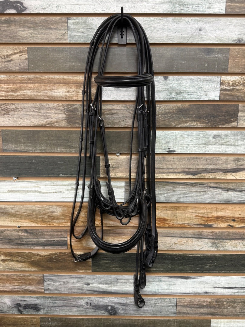 USED Arc De Triomphe Double Dressage Bridle with Reins Horse Black