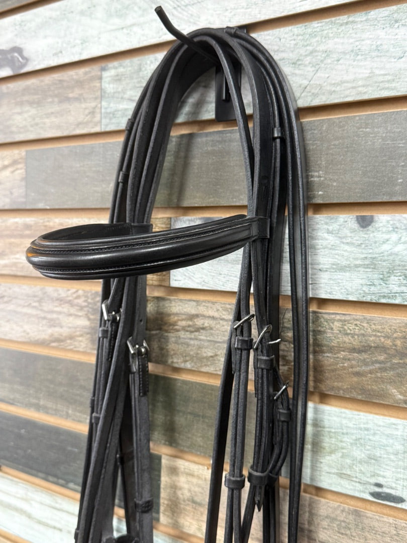 USED Arc De Triomphe Double Dressage Bridle with Reins Horse Black